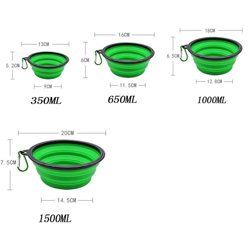 Folding Silicone Pet Feeder Bowl – 2-in-1 Travel Food & Water Dispenser for Dogs & Cats