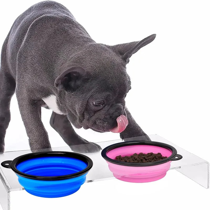 Folding Silicone Pet Feeder Bowl – 2-in-1 Travel Food & Water Dispenser for Dogs & Cats