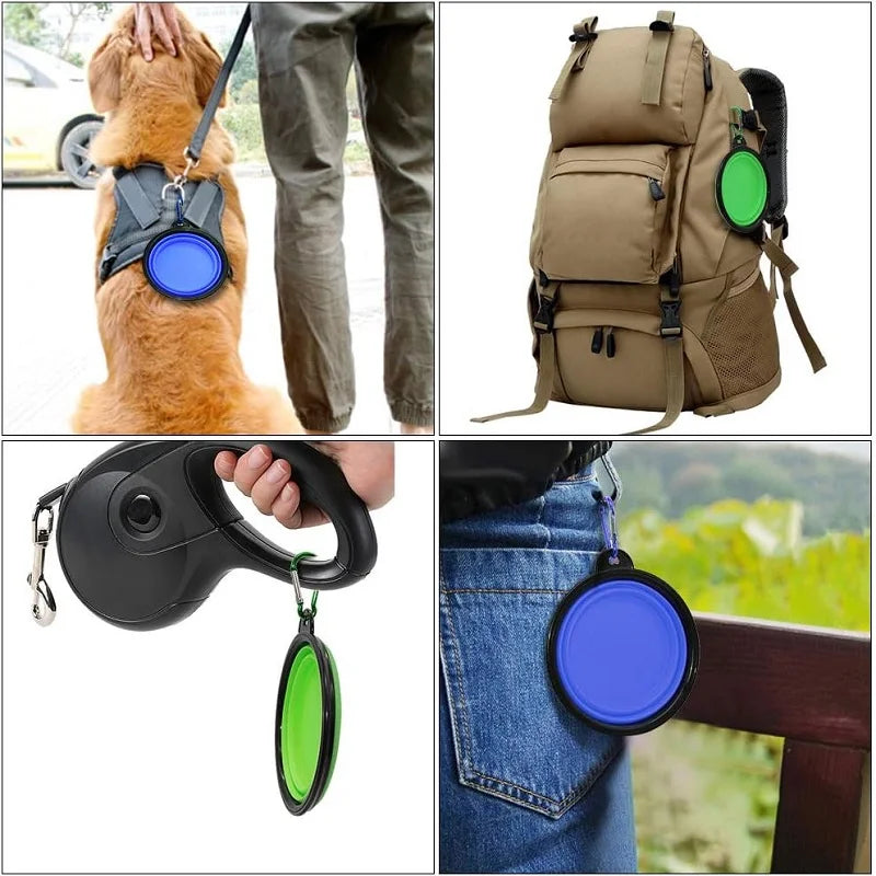 Folding Silicone Pet Feeder Bowl – 2-in-1 Travel Food & Water Dispenser for Dogs & Cats