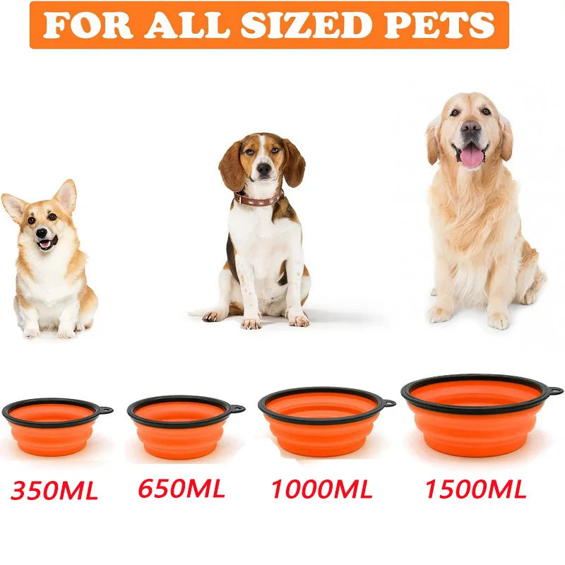 Folding Silicone Pet Feeder Bowl – 2-in-1 Travel Food & Water Dispenser for Dogs & Cats