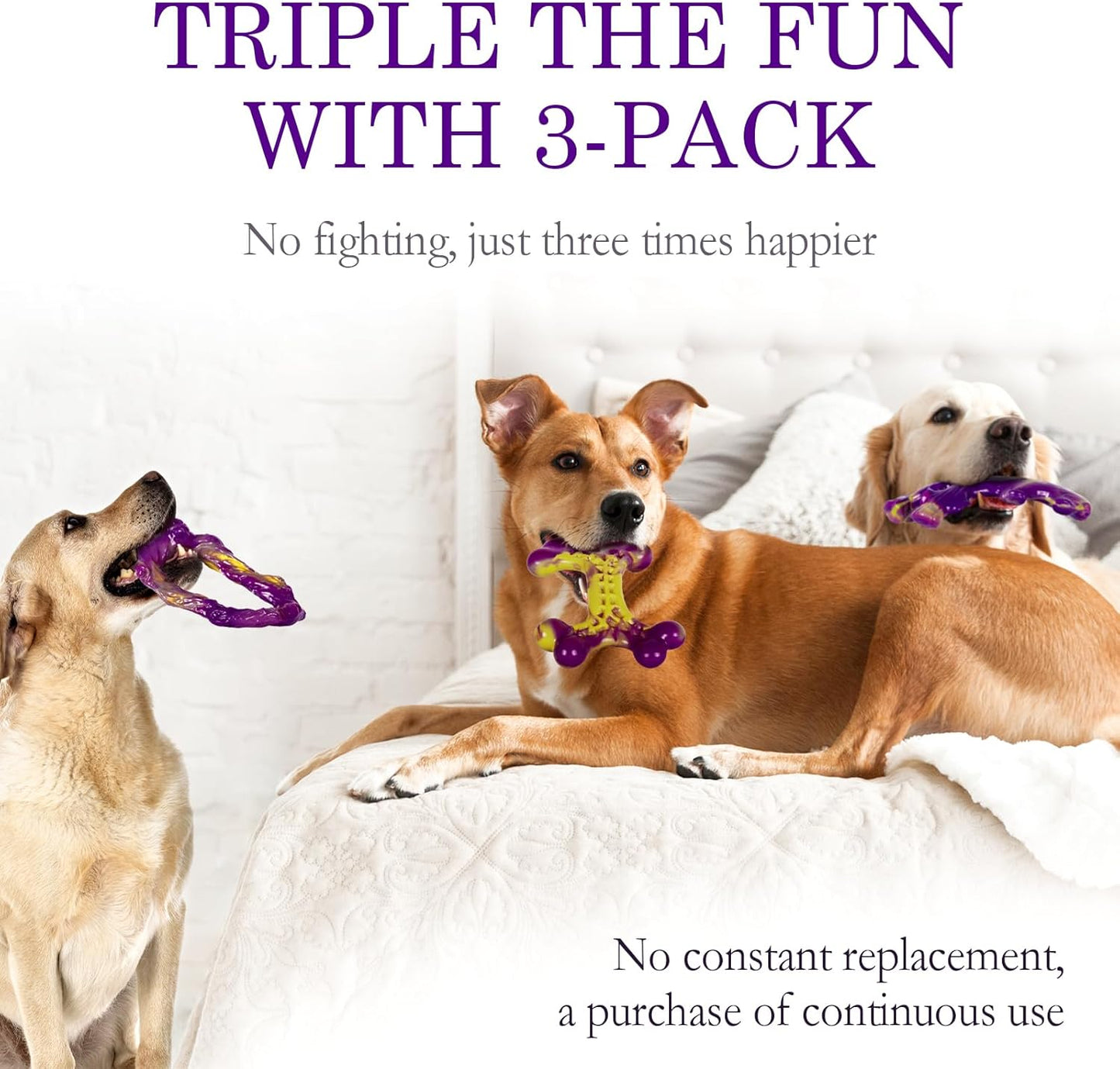 Tough Dog Toys – 3-Pack for Aggressive Chewers, Large Dogs