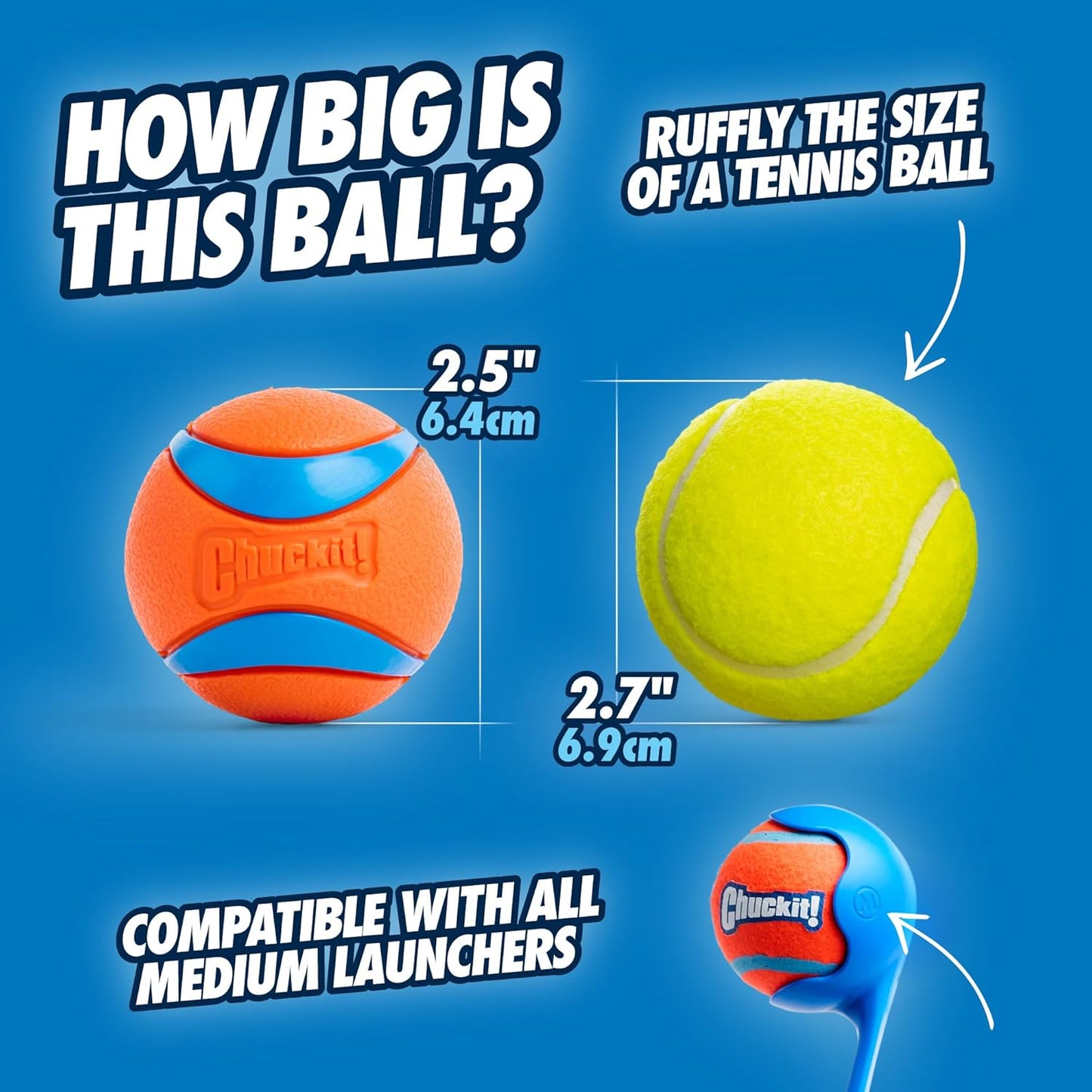 Ultra Ball Dog Toy – Medium 2.5-Inch Fetch Balls for Active Dogs (Pack of 2)