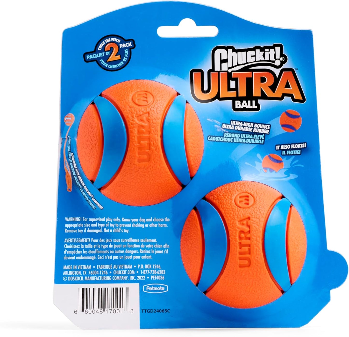Ultra Ball Dog Toy – Medium 2.5-Inch Fetch Balls for Active Dogs (Pack of 2)
