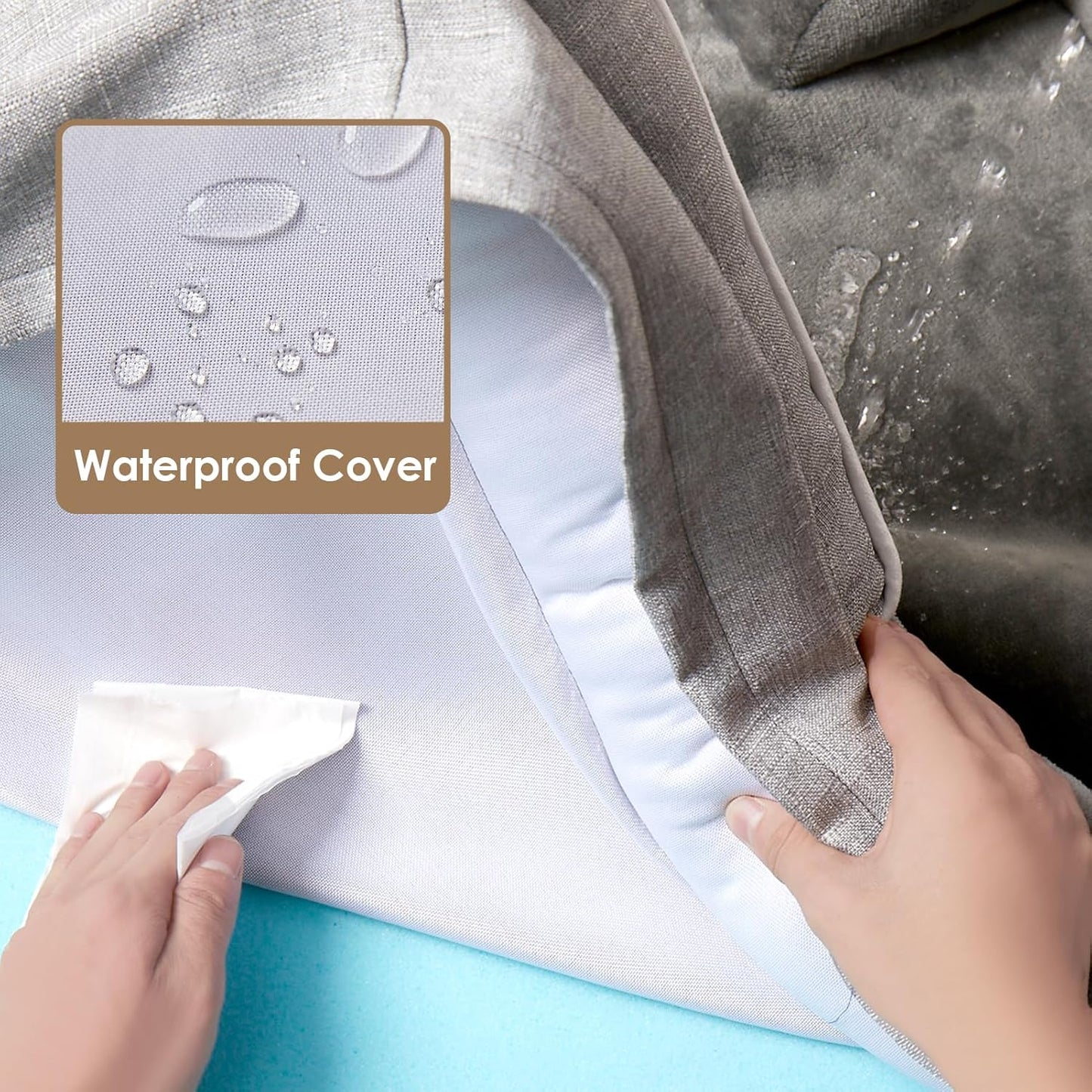 Orthopedic Dog Bed for Extra Large Dogs – 44"x32" Waterproof Memory Foam Bed with Sides and Washable Cover (Grey)