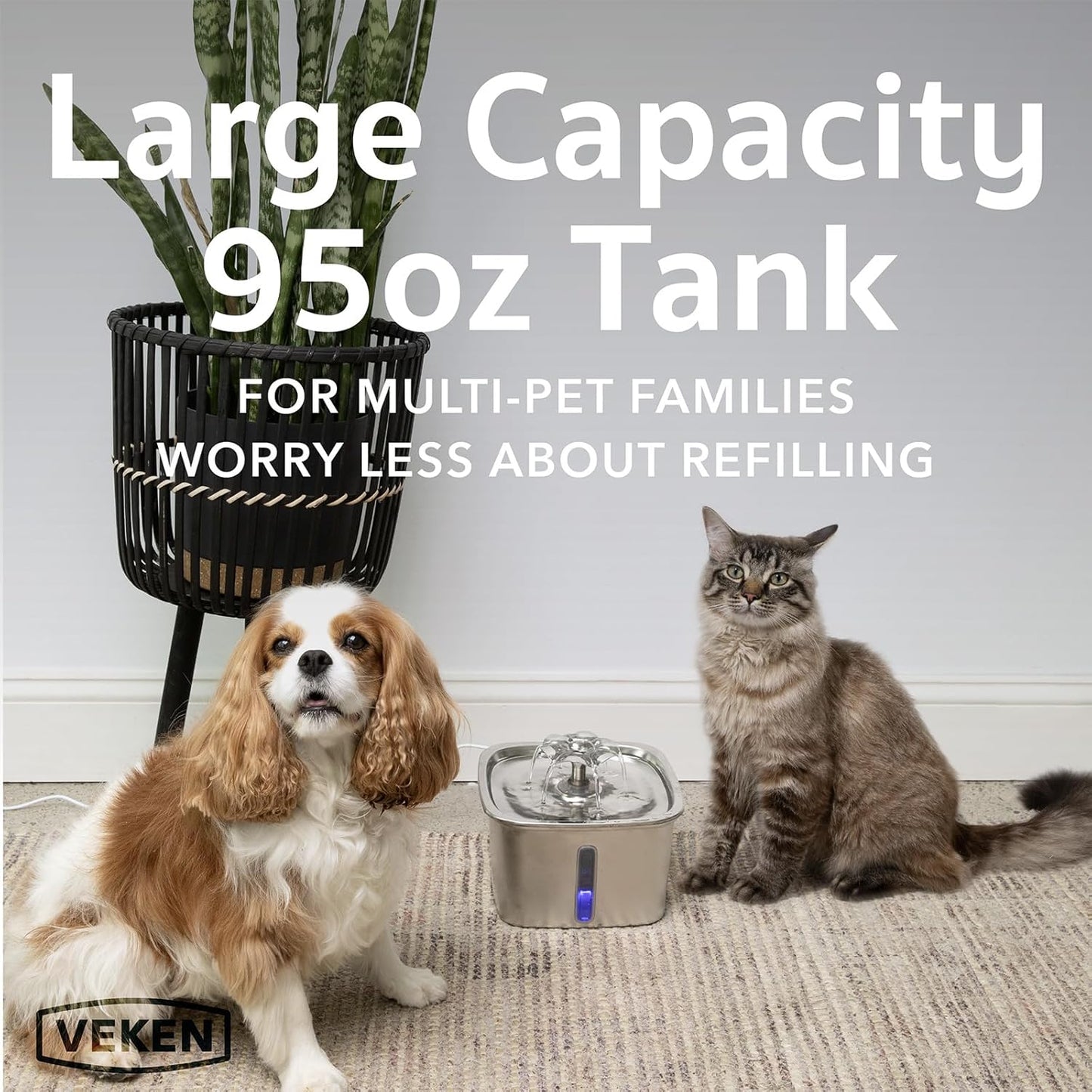 Award-Winning Stainless Steel Pet Water Fountain – 95Oz Automatic Dispenser for Cats & Dogs