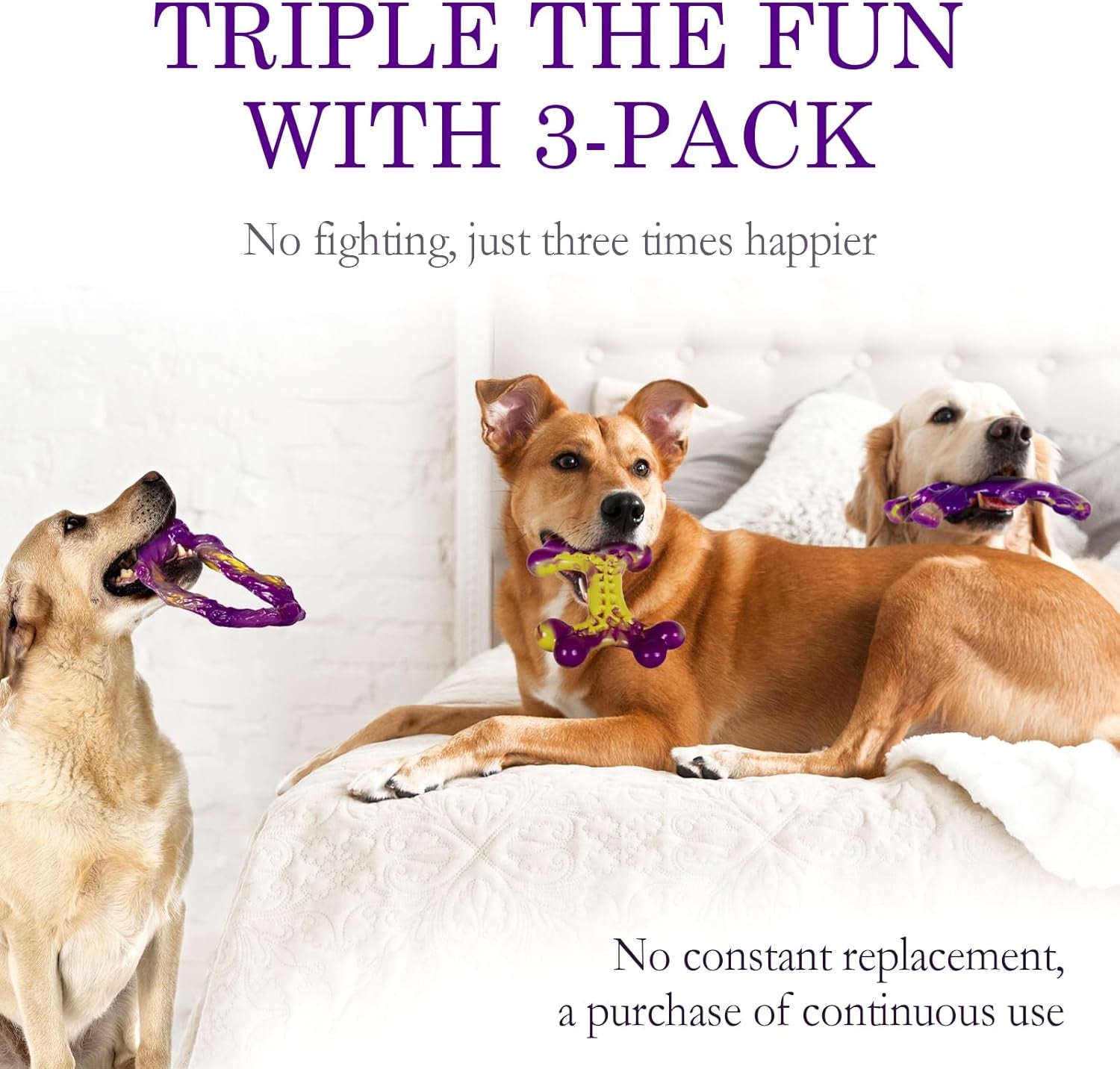 Tough Dog Toys – 3-Pack for Aggressive Chewers, Large Dogs