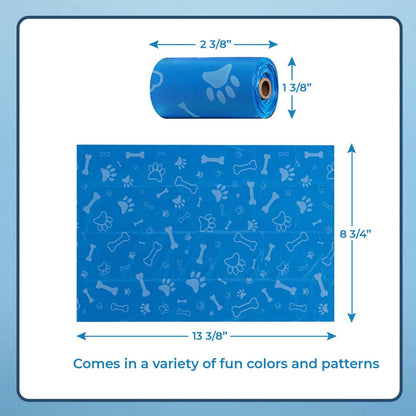 Dog Poop Bags (150 Bags) for Waste Refuse Cleanup, Doggy Roll Replacements for Outdoor Puppy Walking and Travel, Leak Proof and Tear Resistant, Thick Plastic - Assorted Colors