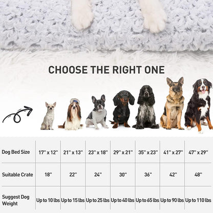 Deluxe Washable Dog Bed – Plush Crate & Kennel Mat with Anti-Slip Base (35" x 23", Gray)