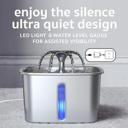 Award-Winning Stainless Steel Pet Water Fountain – 95Oz Automatic Dispenser for Cats & Dogs