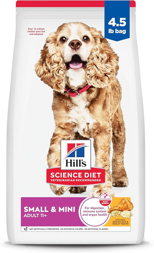 Small & Mini, Senior Adult 11+, Small & Mini Breeds Senior Premium Nutrition, Dry Dog Food, Chicken, Brown Rice & Barley, 4.5 Lb Bag