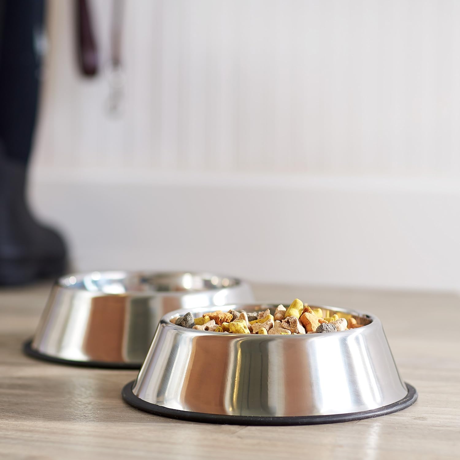 Stainless Steel Non-Skid Pet Dog Water and Food Bowl, 2-Pack (10 X 2.8 Inches), Each Holds up to 38Oz