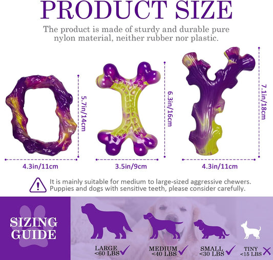 Tough Dog Toys – 3-Pack for Aggressive Chewers, Large Dogs